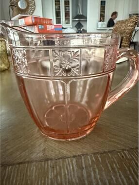 Depression Glass Pink Pitcher Doric Jeanette Glass Co Circa 1930s